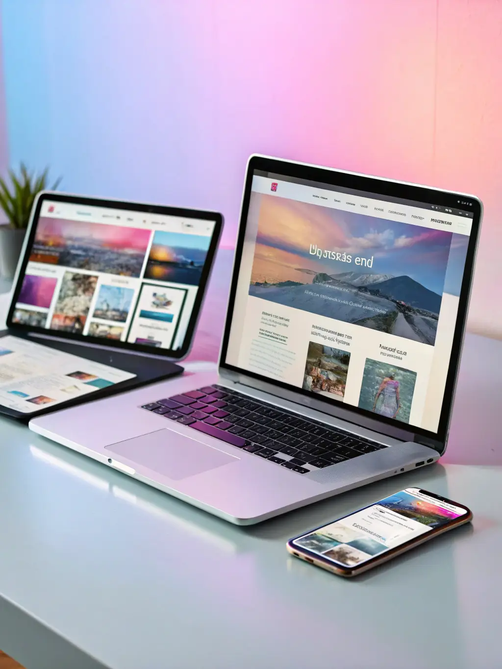 A sleek, modern website design showcasing responsive layouts on various devices, symbolizing Morland.digital's web design expertise.